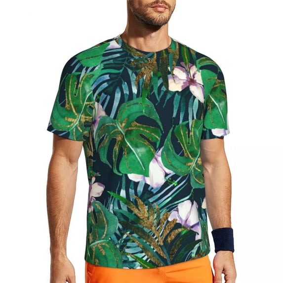 T Shirt For Men Palm Leaves Print T-Shirt Men Tropical Botanical Flowers Sportswear T-Shirts Summer