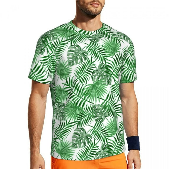 T Shirt For Men Palm Leaves Print T-Shirt Men Tropical Botanical Flowers Sportswear T-Shirts Summer