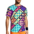 thumbnail image 1 of T Shirt For Men Pastel Houndstooth Sportswear T-Shirt Summer Rainbow Print Fashion Tee Shirt For Mal, 1 of 7