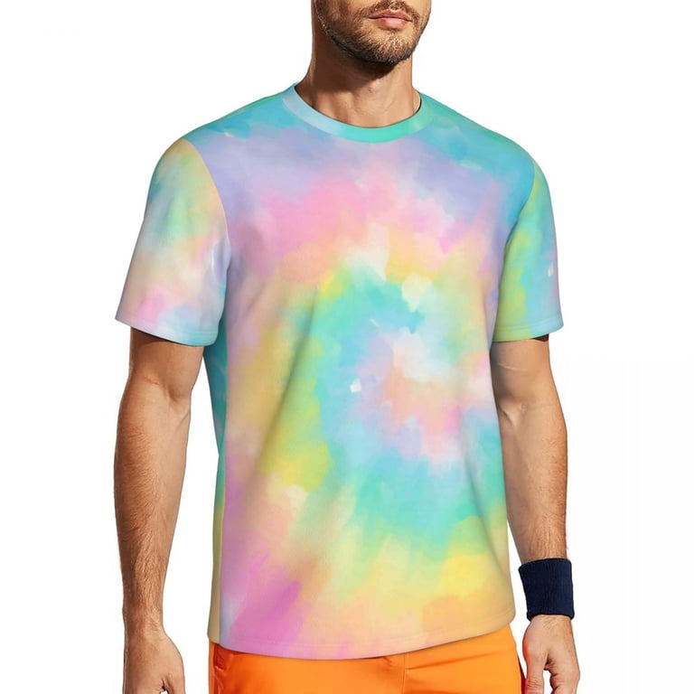 T Shirt For Men Pastel Tie Dye Pastel Rainbow Novelty Gym Short
