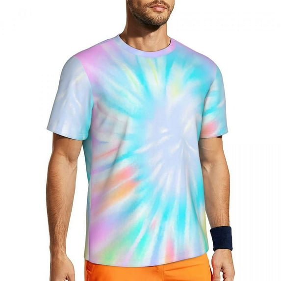 T Shirt For Men Pastel Tie Dye Pastel Rainbow Novelty Gym Short Sleeve Fast Dry Tops Summer Street S