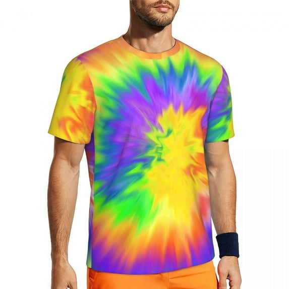 T Shirt For Men Blue Tie Dye T-Shirt Men Abstract Print Fun Gym Quick Dry Beach Trendy Cool Tees Gra