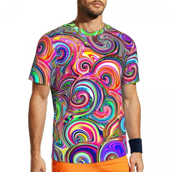 T Shirt For Men Pink And Purple Swirls Gym Beach Abstract Retro Art Vintage Fashion Tshirt For Mens