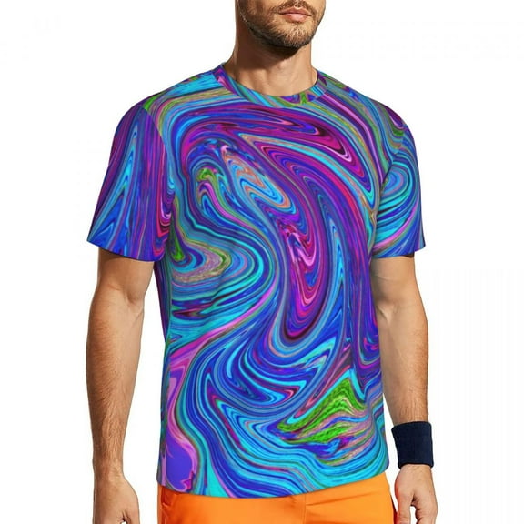 T Shirt For Men Pink And Purple Swirls Gym Beach Abstract Retro Art Vintage Fashion Tshirt For Mens