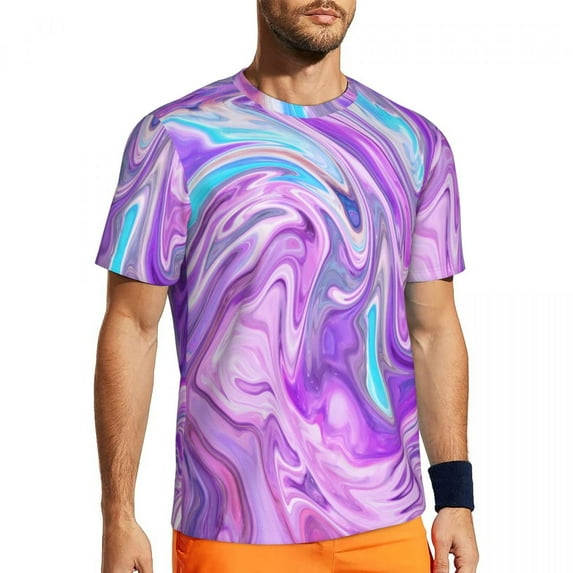 T Shirt For Men Pink And Purple Swirls Gym Beach Abstract Retro Art Vintage Fashion Tshirt For Mens