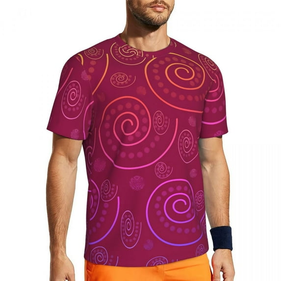 T Shirt For Men Pink And Purple Swirls Gym Beach Abstract Retro Art Vintage Fashion Tshirt For Mens