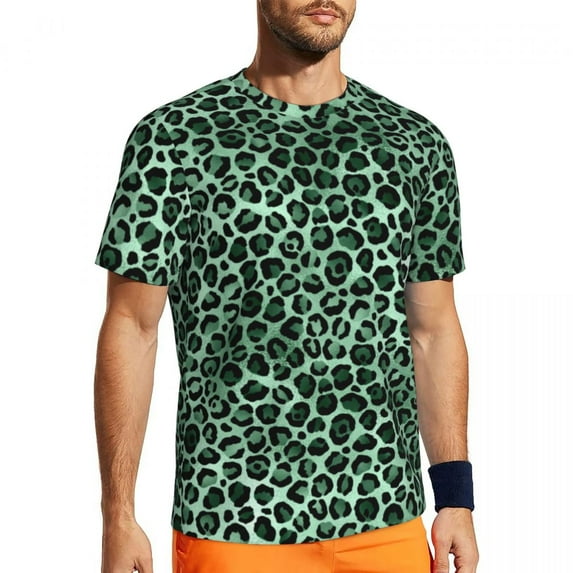 T Shirt For Men Pink Leopard Print Gym Beach Abstract Rainbow Streetwear Harajuku Tee Shirt For Man