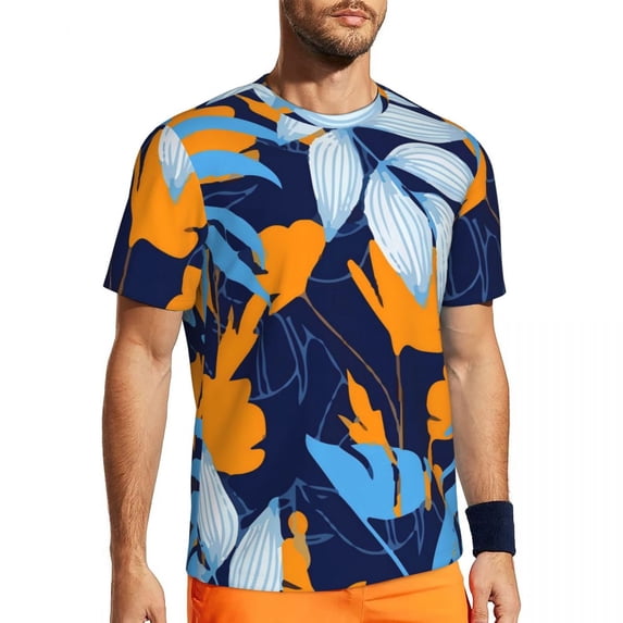T Shirt For Men Plants Print Gym Summer Tropical Leaves Vintage Fashion Tee Shirt For Man Custom Top