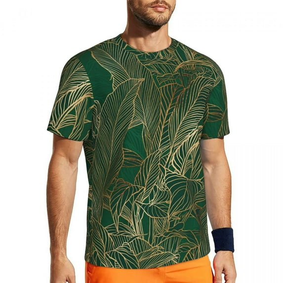 T Shirt For Men Plants Print Gym Summer Tropical Leaves Vintage Fashion Tee Shirt For Man Custom Top