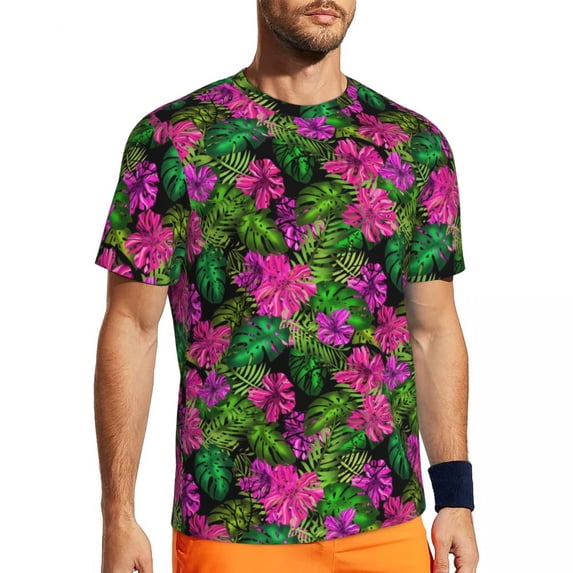 T Shirt For Men Plants Print Gym Summer Tropical Leaves Vintage Fashion Tee Shirt For Man Custom Top