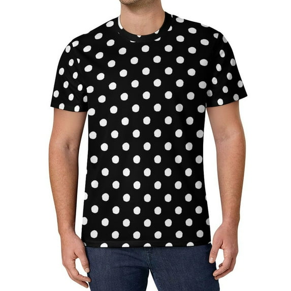T Shirt For Men Polka Dots Print Orange and Black Harajuku T-Shirts Men Classic Tshirt Summer Short-