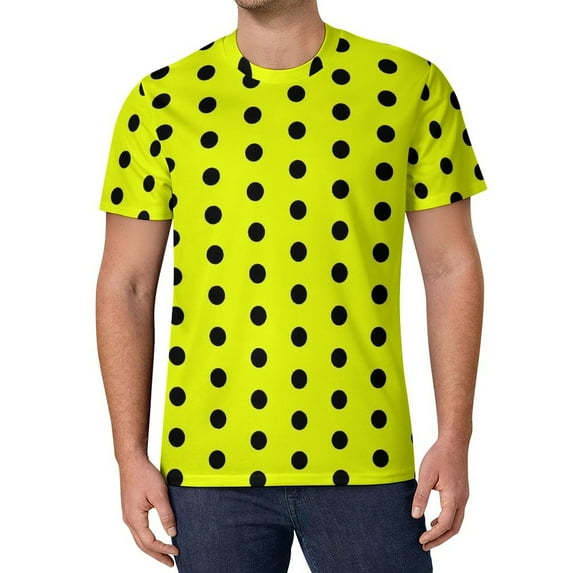 T Shirt For Men Polka Dots Print Orange and Black Harajuku T-Shirts Men Classic Tshirt Summer Short-