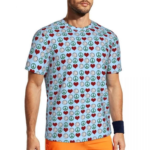 T Shirt For Men Pretty Pink Peace T-Shirt Colorful Hippy Design Hip Hop Gym Short Sleeve Quick-dryin