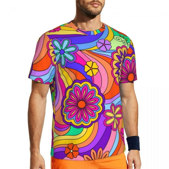 T Shirt For Men Psychedelic Hippie T-Shirt Blue Tears Print Sports T-Shirts Short Sleeve Breathable