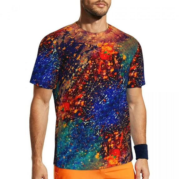 T Shirt For Men Psychedelic Splatter Running T-Shirt Colorful Rainbow Hip Hop T-Shirts Men Vintage T