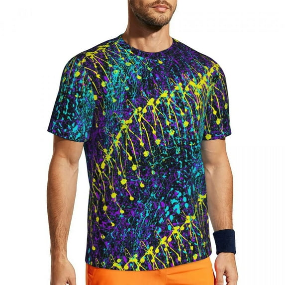 T Shirt For Men Psychedelic Splatter Running T-Shirt Colorful Rainbow Hip Hop T-Shirts Men Vintage T