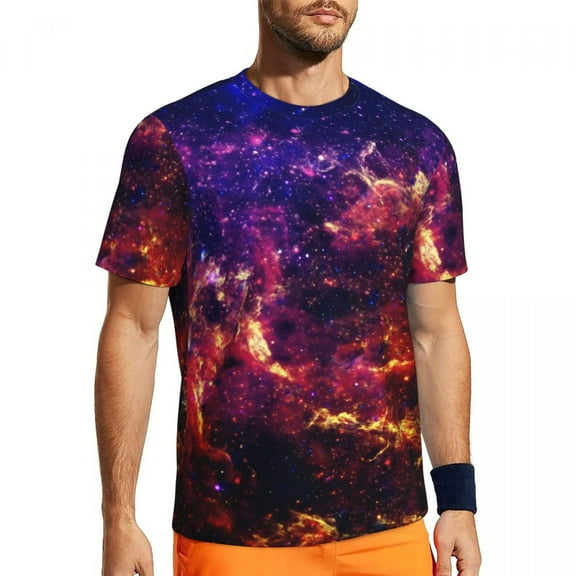 T Shirt For Men Purple Blue Galaxy Nebula Running T-Shirt Stardust Graphic Novelty Male Tee Shirt Su