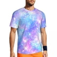 thumbnail image 1 of T Shirt For Men Purple Blue Galaxy Nebula Running T-Shirt Stardust Graphic Novelty Male Tee Shirt Su, 1 of 7