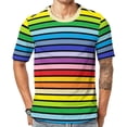 thumbnail image 1 of T Shirt For Men Rainbow Pride Flag LGBT Colorful Stripes Men Novelty Beach Graphic Tees Short Sleeve, 1 of 7