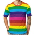thumbnail image 1 of T Shirt For Men Rainbow Pride Flag LGBT Colorful Stripes Men Novelty Beach Graphic Tees Short Sleeve, 1 of 7