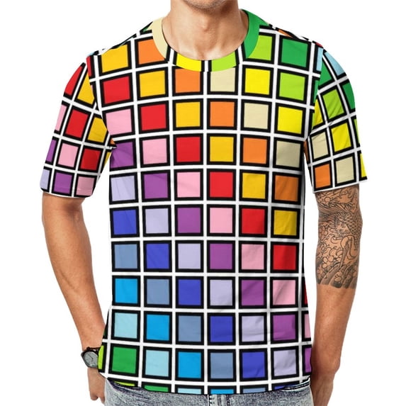 T Shirt For Men Rainbow Pride Flag LGBT Colorful Stripes Men Novelty Beach Graphic Tees Short Sleeve