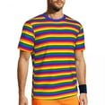 thumbnail image 1 of T Shirt For Men Rainbow Striped Colorful Lines Print Harajuku Gym T-Shirts Short Sleeve Quick-drying, 1 of 7