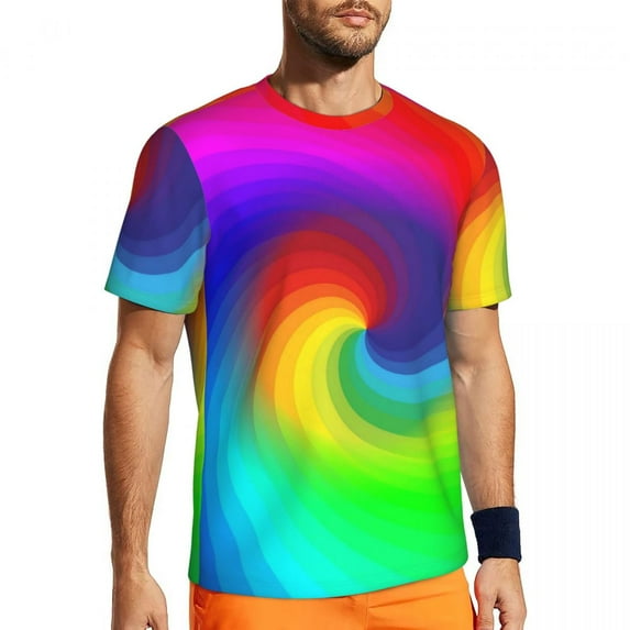 T Shirt For Men Rainbow Swirl Art Sportswear Colorful Tie Dye Harajuku Men Awesome Tshirt Summer Sho
