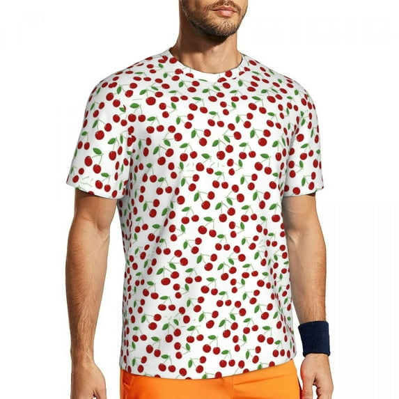 T Shirt For Men Red Cherries Print Sportswear Summer Sweet Fruit Aesthetic Hippie Tee Shirt For Men
