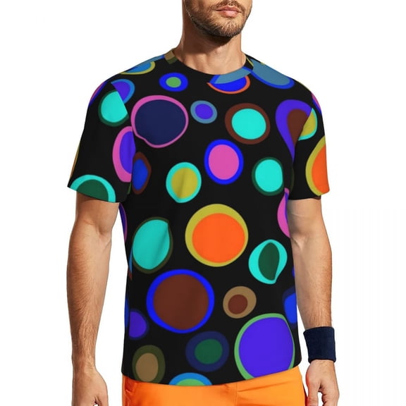 T Shirt For Men Retro 70s Circles Running Psychedelic Pattern Harajuku T-Shirts Couple Streetwear Ts