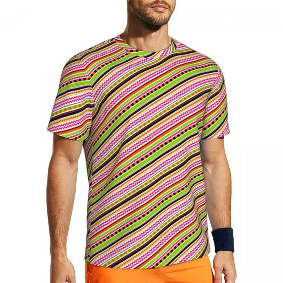 T Shirt For Men Retro Dots And Stripes Sportswear Blue Line Design Harajuku Men Funny Tee Shirt Summ