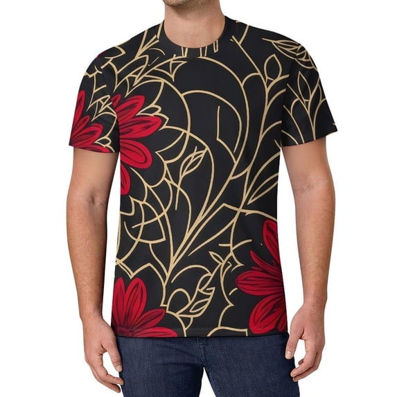 T Shirt For Men Retro Flower Design T-Shirt Floral Power Fun O Neck Cool Tee Shirt Summer Man Printe
