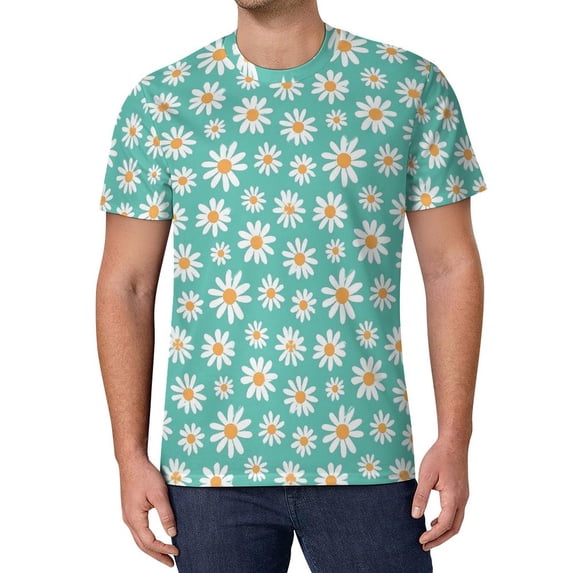 T Shirt For Men Retro Flower Design T-Shirt Floral Power Fun O Neck Cool Tee Shirt Summer Man Printe