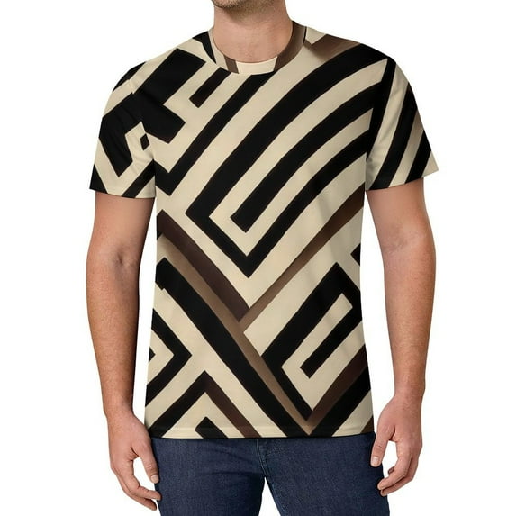 T Shirt For Men Retro Vintage Geometric Abstract Print Vintage T-Shirts Short Sleeve Graphic Tops Su