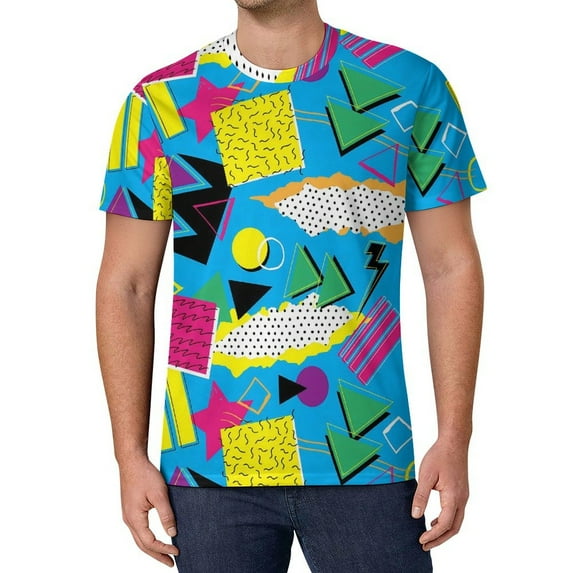 T Shirt For Men Retro Vintage Geometric Abstract Print Vintage T-Shirts Short Sleeve Graphic Tops Su