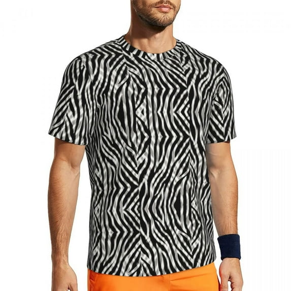 T Shirt For Men Zebra Print Animal Stripes Hippie Gym T-Shirts Short Sleeve Comfortable Tops Summer
