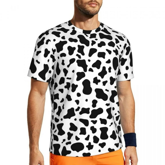 T Shirt For Men Running For Male Cow Print Clover Irish Gift T-Shirts Fashion Green And Black Spots
