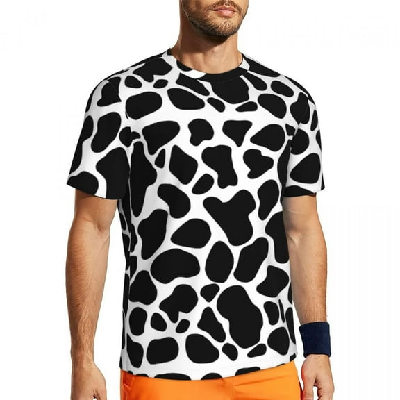 T Shirt For Men Running For Male Cow Print Clover Irish Gift T-Shirts Fashion Green And Black Spots