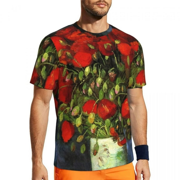 T Shirt For Men Running T-Shirt For Man Vincent Van Gogh Harajuku Poppies Cornflowers Summer Tees O