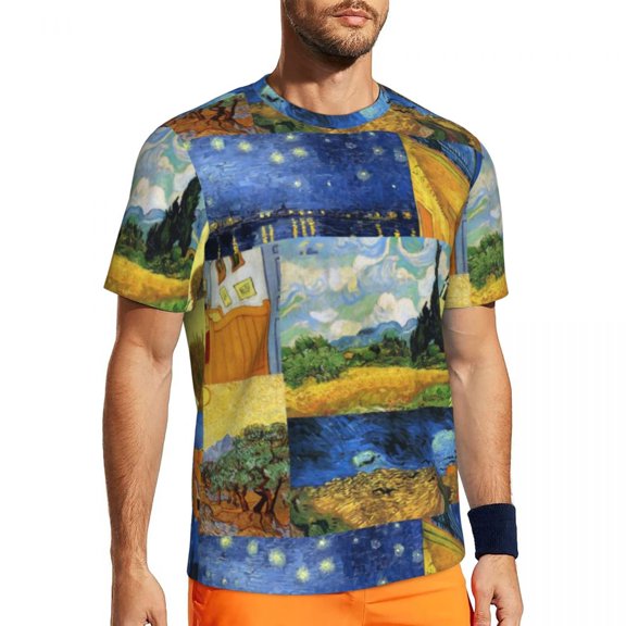 T Shirt For Men Running T-Shirt For Man Vincent Van Gogh Harajuku Poppies Cornflowers Summer Tees O