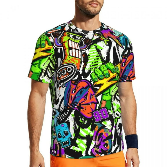 T Shirt For Men Running T-Shirt For Man Vintage 80S Polka Dots Harajuku Dark Rainbow Spots Summer Te