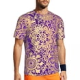 thumbnail image 1 of T Shirt For Men Running T-Shirt For Mens Gold Mandala Print Harajuku Vintage Floral Summer Tee Shirt, 1 of 7