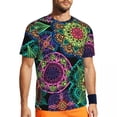 thumbnail image 1 of T Shirt For Men Running T-Shirt For Mens Gold Mandala Print Harajuku Vintage Floral Summer Tee Shirt, 1 of 7