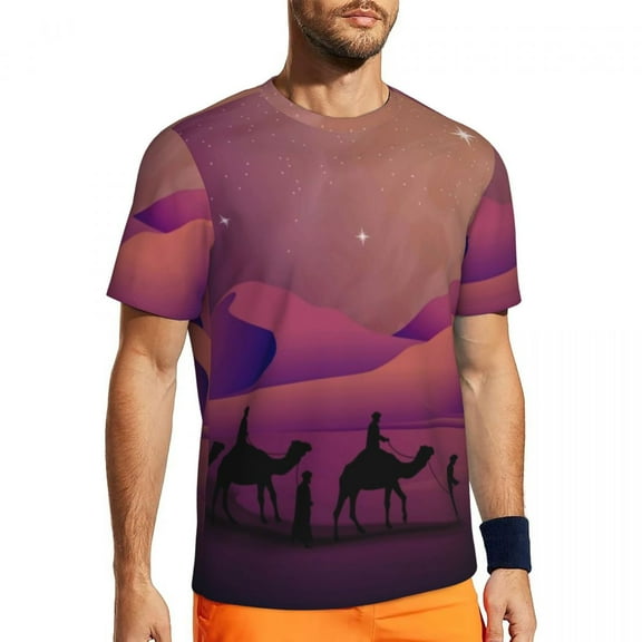 T Shirt For Men Sahara Desert Gym T-Shirt Summer Golden Sunset Retro Popular Tee Shirt For Couple Gr
