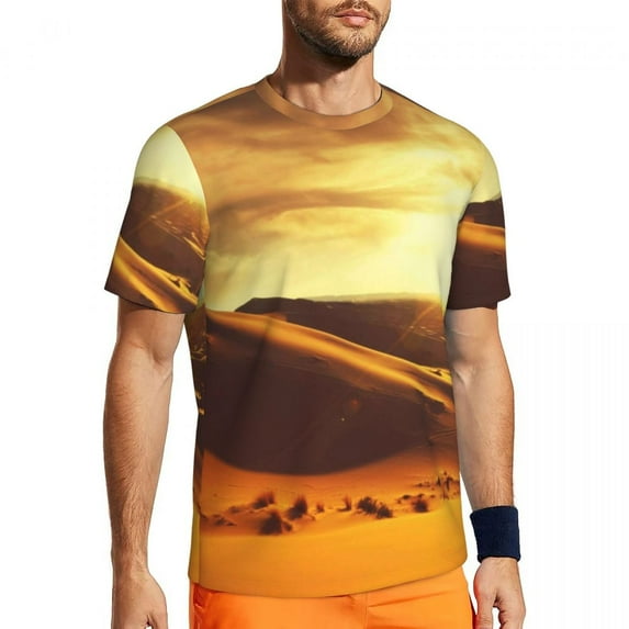 T Shirt For Men Sahara Desert Gym T-Shirt Summer Golden Sunset Retro Popular Tee Shirt For Couple Gr