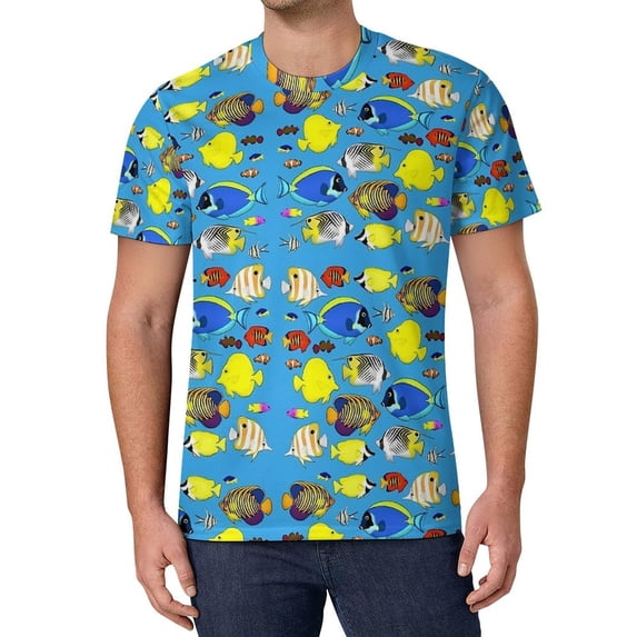 T Shirt For Men Sea Fish T-Shirt Colorful Ocean Male Fashion Beach Printed Tee Shirt Short-Sleeved P