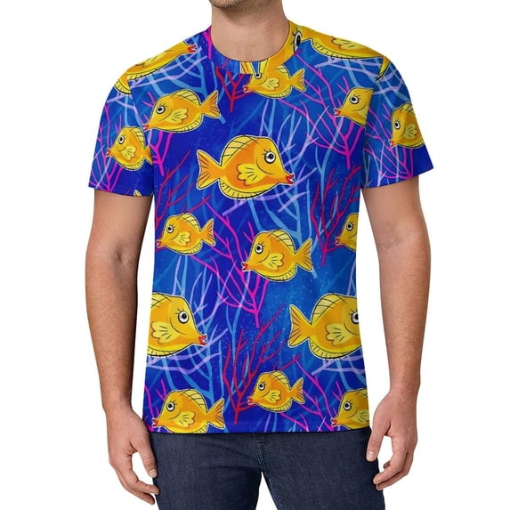 T Shirt For Men Sea Fish T-Shirt Colorful Ocean Male Fashion Beach Printed Tee Shirt Short-Sleeved P