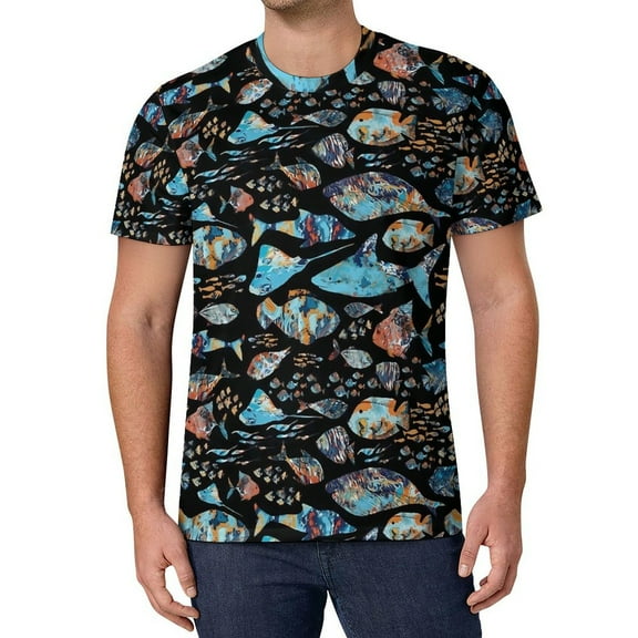 T Shirt For Men Sea Fish T-Shirt Colorful Ocean Male Fashion Beach Printed Tee Shirt Short-Sleeved P