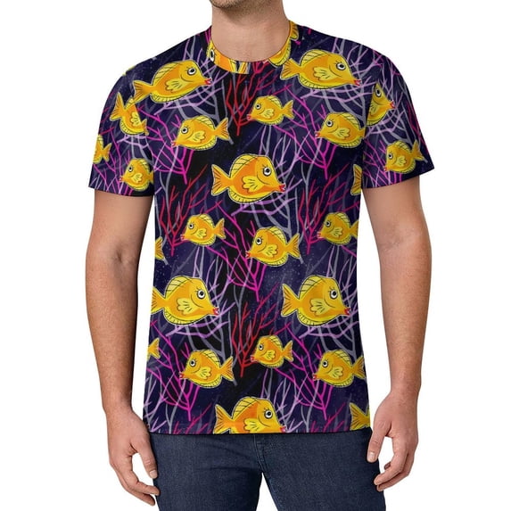 T Shirt For Men Sea Fish T-Shirt Colorful Ocean Male Fashion Beach Printed Tee Shirt Short-Sleeved P