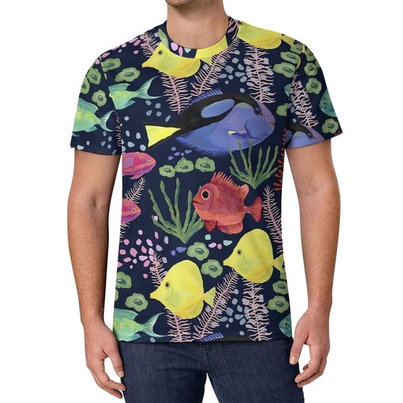 T Shirt For Men Sea Fish T-Shirt Colorful Ocean Male Fashion Beach Printed Tee Shirt Short-Sleeved P