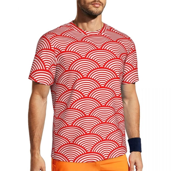 T Shirt For Men Seigaiha Print T-Shirt Vintage Blue Wave Hip Hop Sports T-Shirts Short Sleeve Quick-